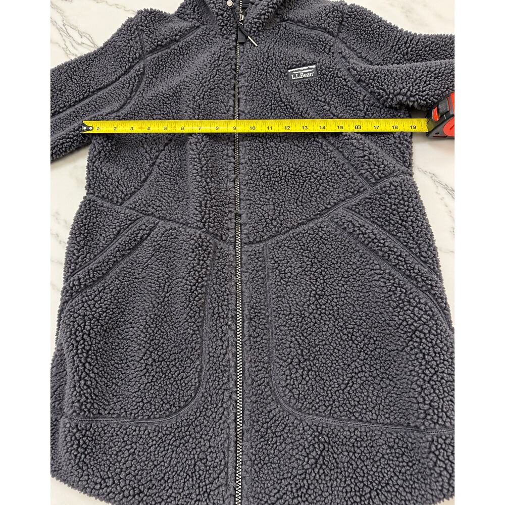 L.L.Bean Mountain Pile Fleece Coat M Gray Sherpa Hooded Gorpcore Outdoor Casual - Picture 11 of 16